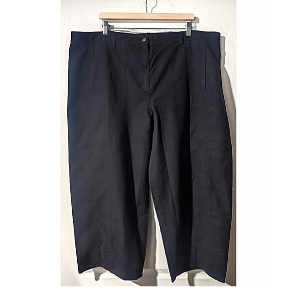 Eileen Fisher | Cotton Hemp Stretch Wide-Leg Pant In Black - Picture 3 of 11